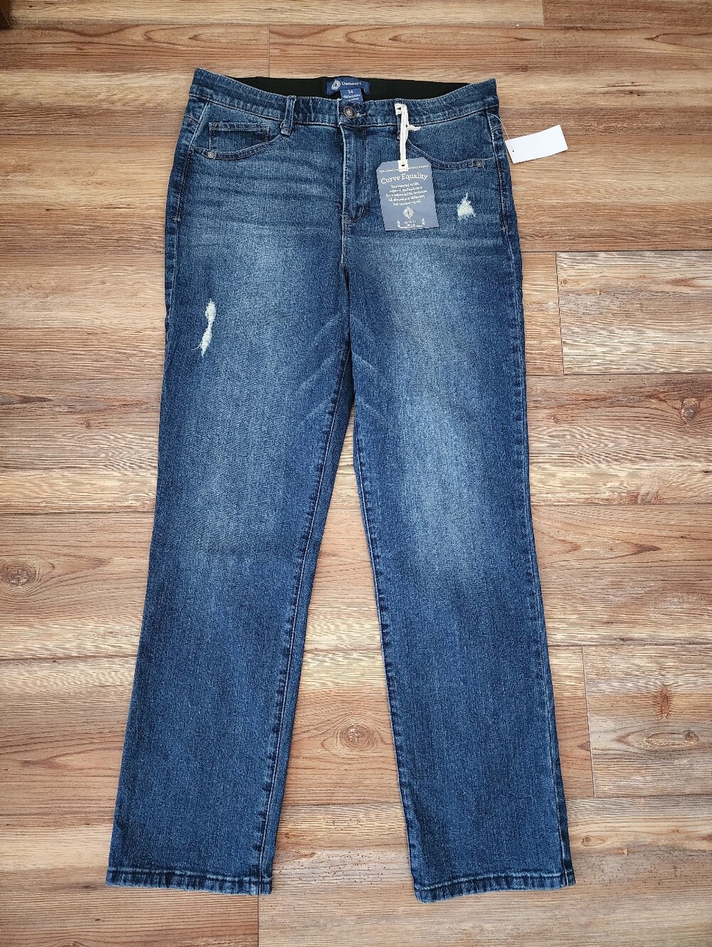 Democracy "Ab" Solution High Rise Straight Leg Jeans Women's 14 Blue NEW